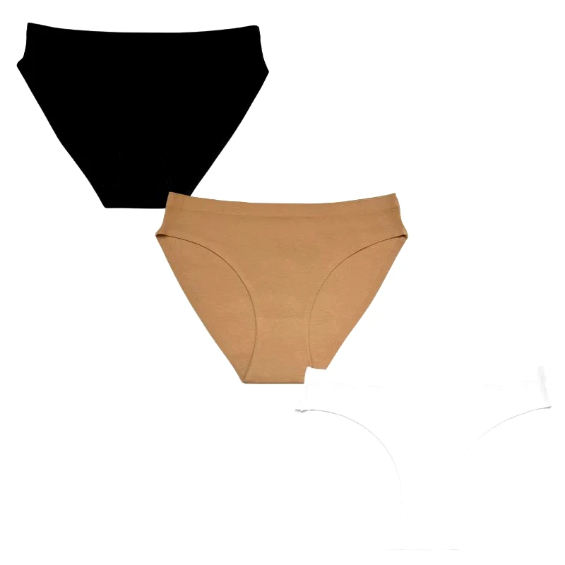 NUDS 3αδα mini slip βαμβακερό χωρίς ραφές (Μαύρο, Μπεζ, Λευκό) ΠΟΛΥΧΡΩΜΟ