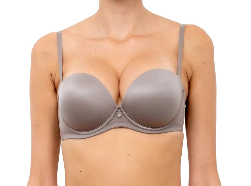 LORMAR Στράπλες Push-Up με διπλή ενίσχυση | Extra Double ΜΠΕΖ ΣΚΟΥΡΟ