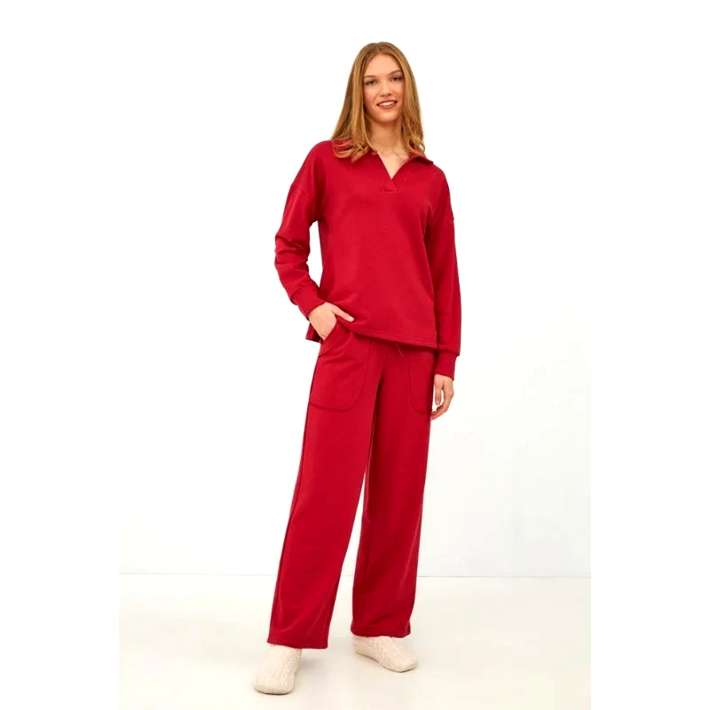 HARMONY Πιτζάμα homewear με V λαιμόκοψη | 30-103922 ΚΟΚΚΙΝΟ
