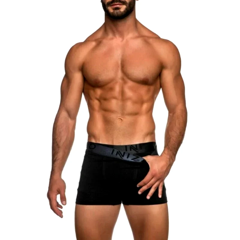 INIZIO Ανδρικό Boxer με εξωτερικό Μεταλλιζέ λάστιχο 2τμχ | 4400-12 ΜΑΥΡΟ/ΜΑΥΡΟ-ΜΑΥΡΟ/ΑΝΘΡΑΚΙ