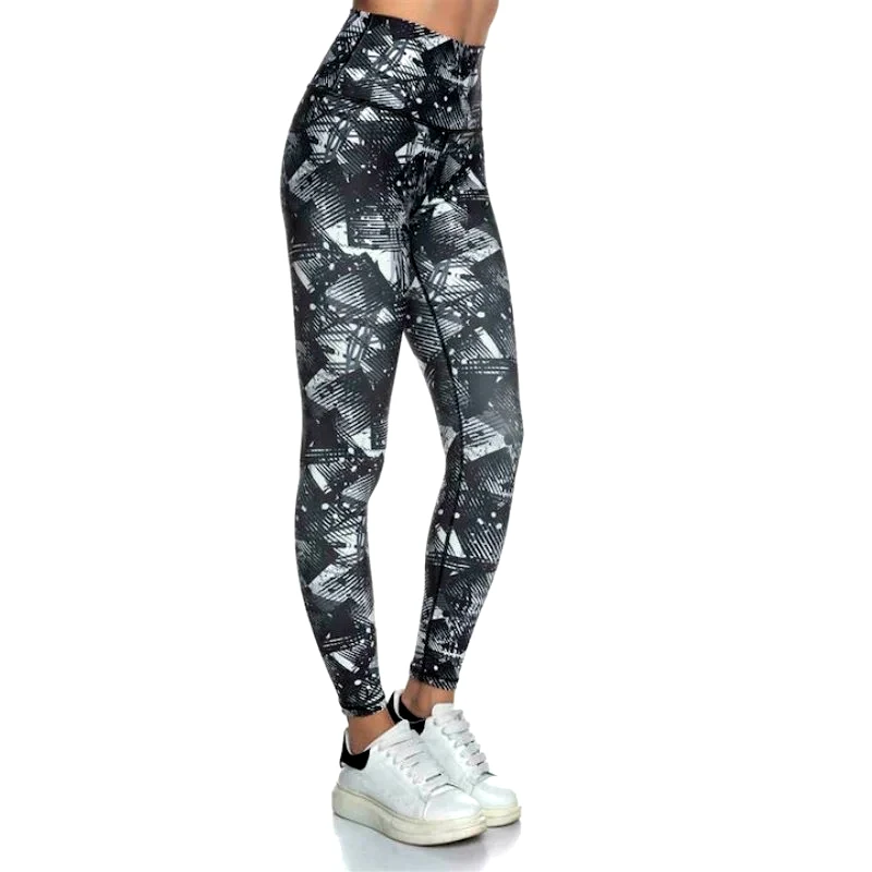 INIZIO Ψηλόμεσο Push-Up κολάν με σχέδιο ΜΑΥΡΟ