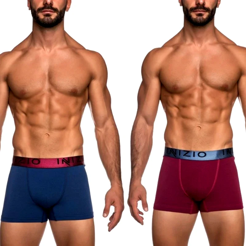 INIZIO Ανδρικό Boxer με εξωτερικό Μεταλλιζέ λάστιχο 2τμχ | 44100-6 ΜΠΟΡΝΤΟ/ΤΖΙΝ-ΤΖΙΝ/ΜΠΟΡΝΤΟ