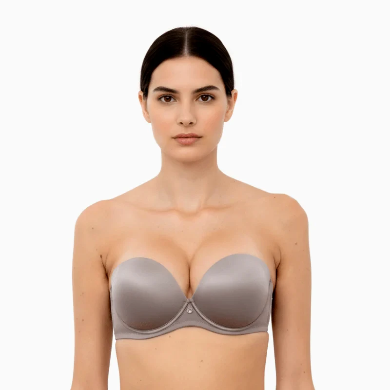LORMAR Στράπλες Push-Up με διπλή ενίσχυση | Extra Double ΜΠΕΖ ΣΚΟΥΡΟ