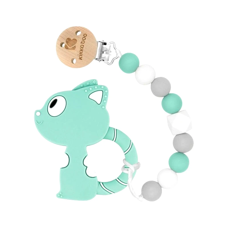 Kikka Boo Kikka Boo Κλιπ Πιπίλας με Μασητικό Mint Cat (31303010038)