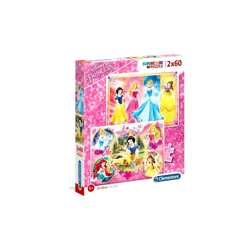 Clementoni Παζλ 2x60 Τμχ. Supercolor Disney Princess (1200-07133)