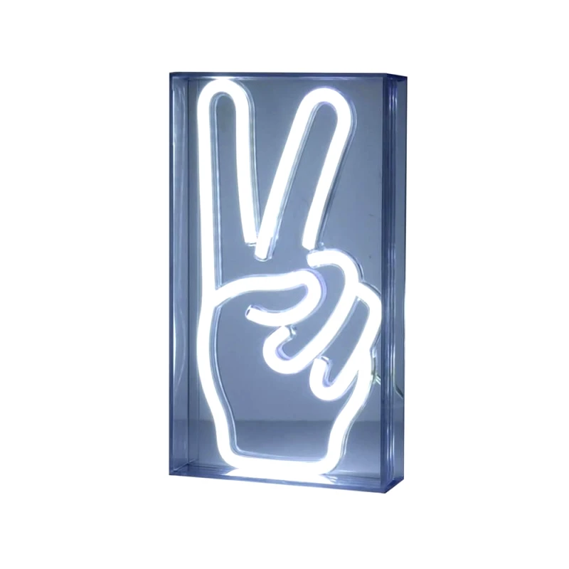 Διακάκης Α.Ε. Διακοσμητικό Φωτιστικό Neon LED Peace Hand Λευκό 23x4x13 Mood (000580469)