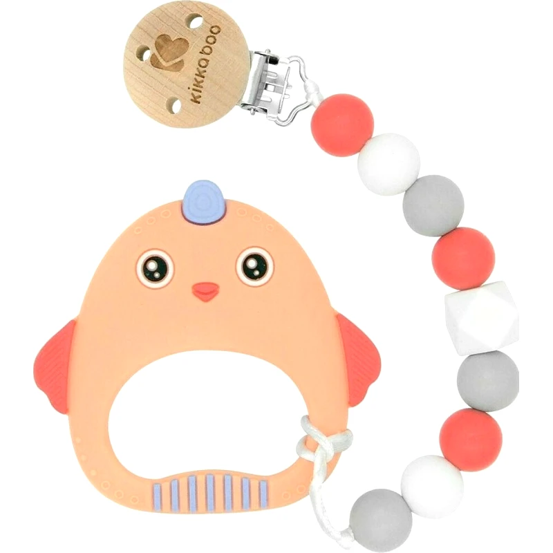 Kikka Boo Kikka Boo Κλιπ Πιπίλας με Μασητικό Σιλικόνης Orange Bird (31303010037)