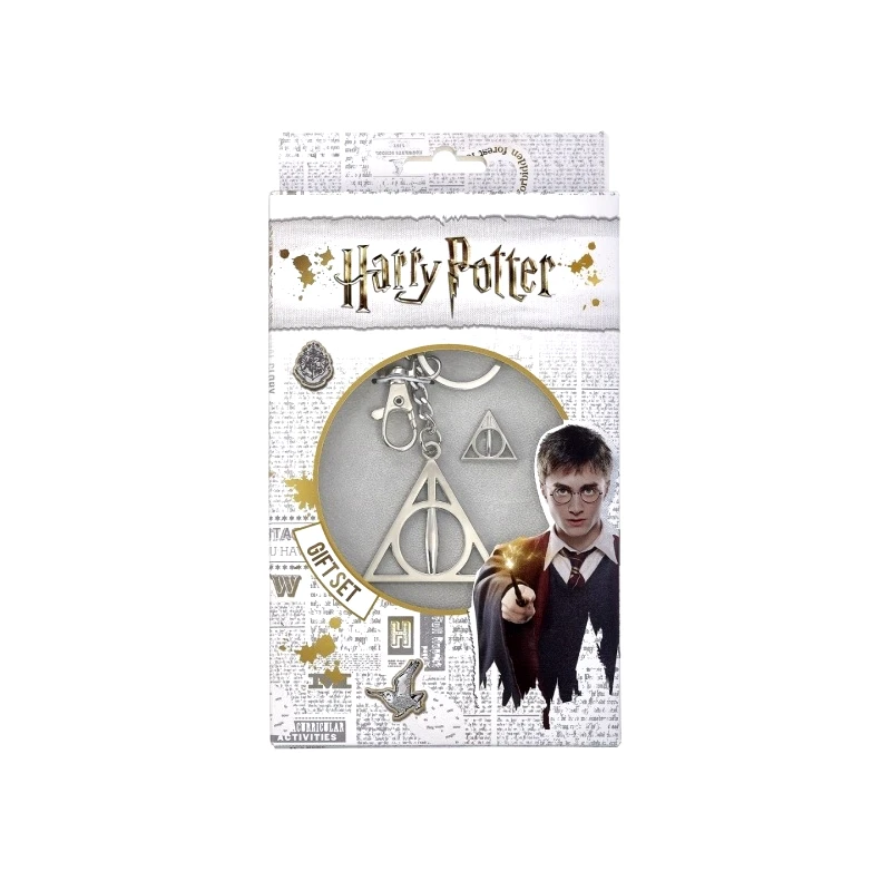 Noble Deathly Hallows Keyring And Pin Badges Set - Harry Potter (EGSK0054)