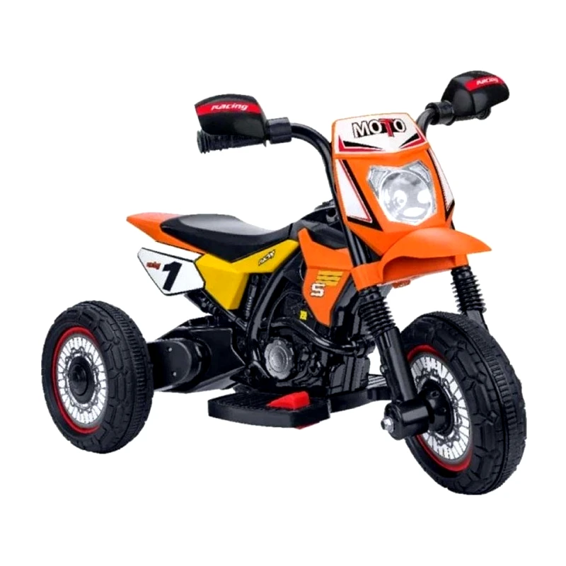 OEM Ηλεκτροκίνητη Μηχανή Πορτοκαλι Cross 6V Τριτροχη Ηχους & Φωτα (KID-2399B)