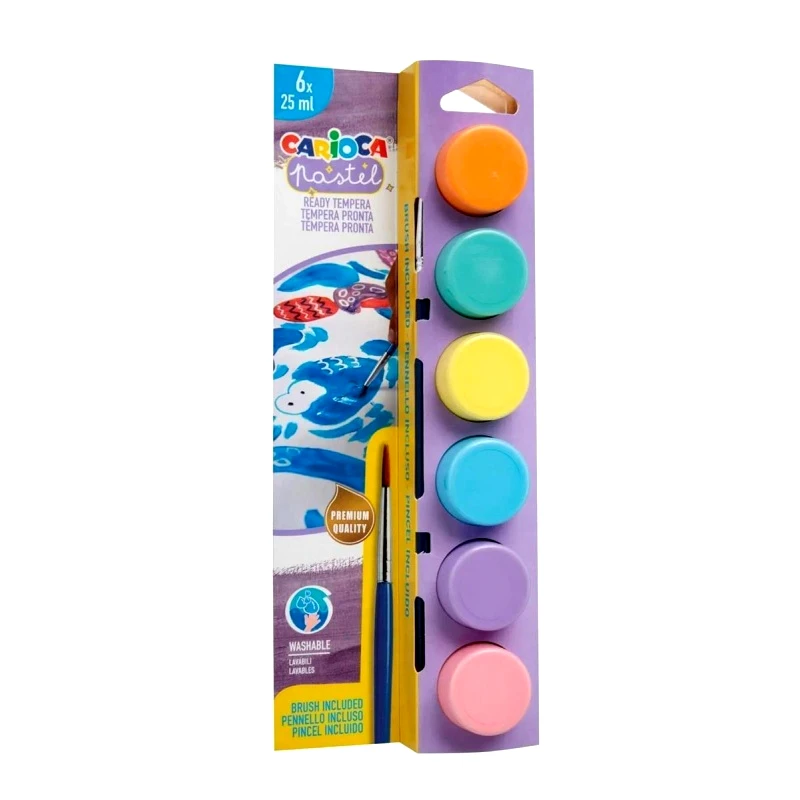 Carioca Τέμπερες Carioca Pastel 6x25ml + Πινέλο (43227)