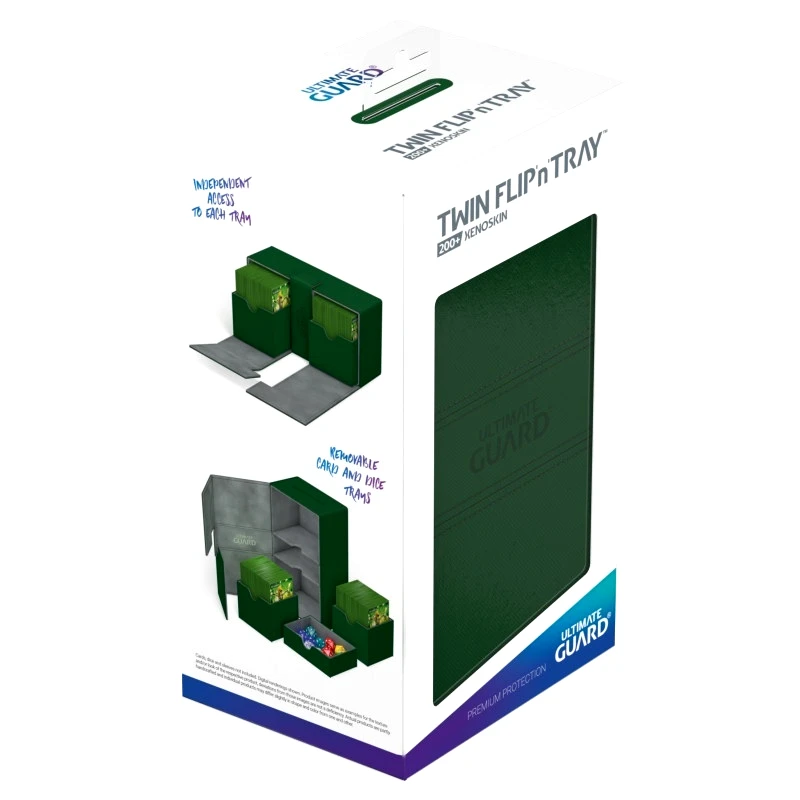 Ultimate Guard Ultimate Guard Twin Flipntray Deck Case200+ Standard Size Xenoskin Green (UGD010383)