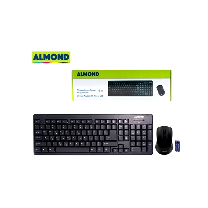XO Almond Πληκτρολογιο & Ποντικι Ασυρματο Usb Μαυρο Σετ (43.76622)