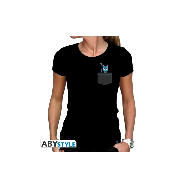 Abysse Corp Fairy Tail Tshirt Pocket Happy Woman Black Basic Small (ABYTEX660_S)