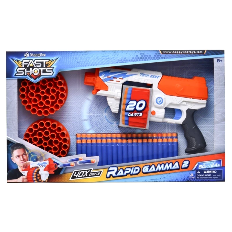 Just Toys Fast Shots Rapid Gamma Set With 40 Foam Darts And 2 Barrils (590075)
