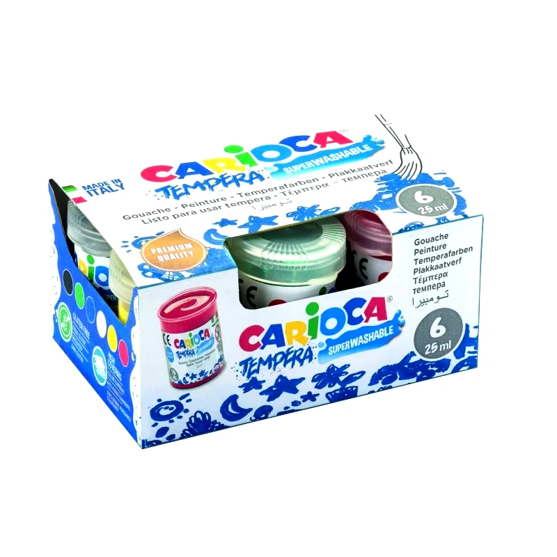 A & G Τέμπερα Βαζάκια Carioca 25ml 6 χρώματα/κουτί (23071)
