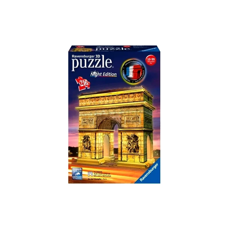 Ravensburger 3D Puzzle Night Edition 216 Τεμ. Αψιδα Θριαμβου (12522)