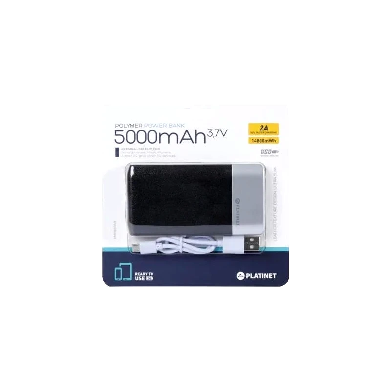 Platinet Platinet Power Bank Leather 5000Mah 2A Polymer Black (OMO10026)