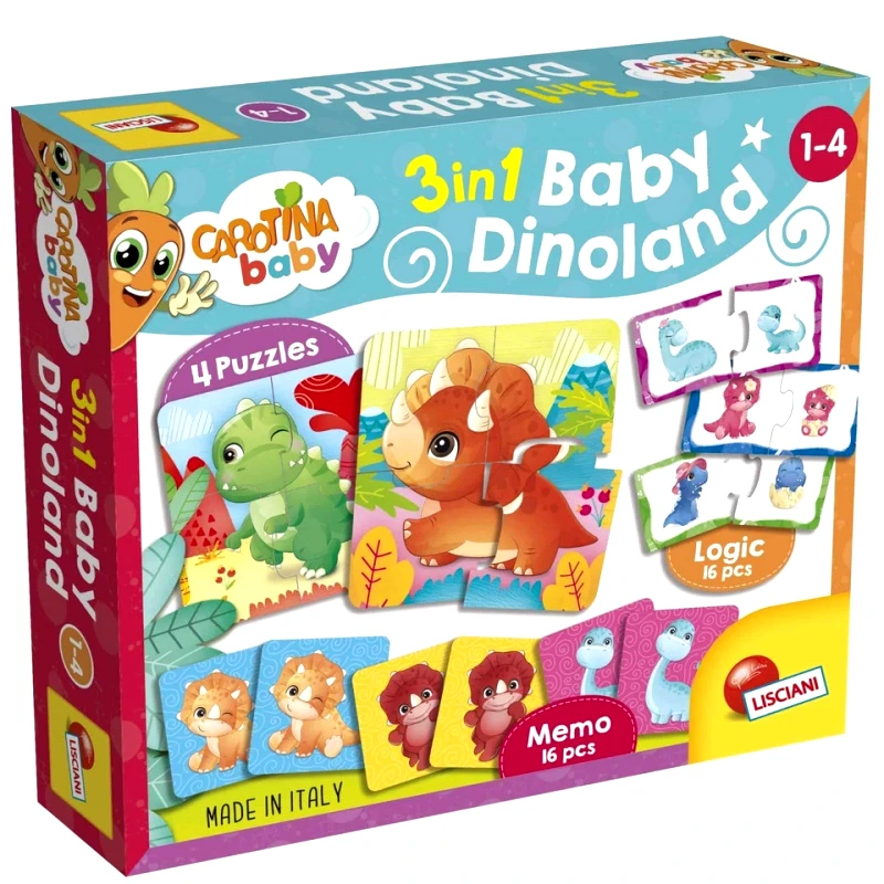 Lisciani Carotina Baby Dinoland 3 In 1 Puzzle-Memo-Logic (10.92529)