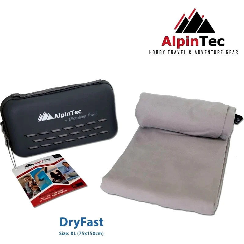 AlpinPro DryFast Πετσέτα Σώματος Microfiber Γκρι 150x75cm (MS-XL-GY)