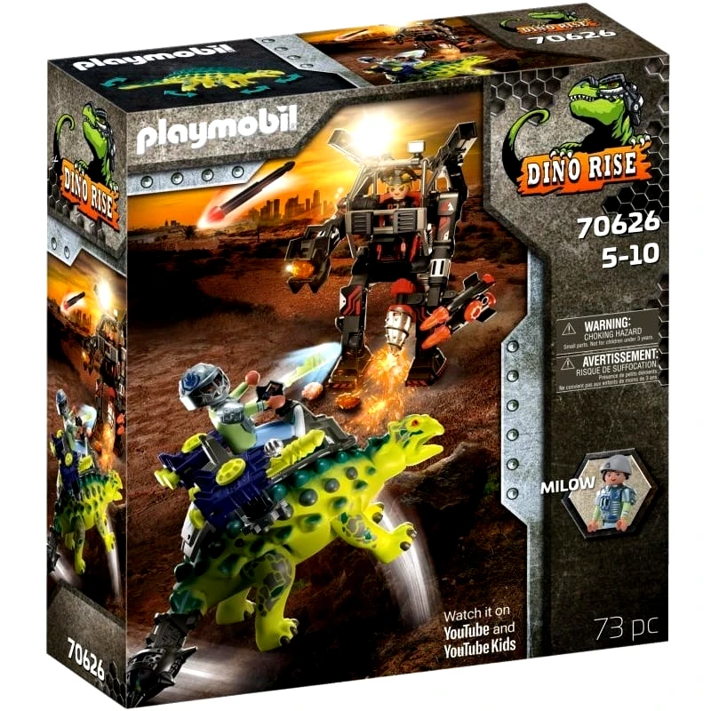 Playmobil Playmobil Αγκυλόσαυρος Με Μαχητή Εναντίον Ρομπότ (70626)