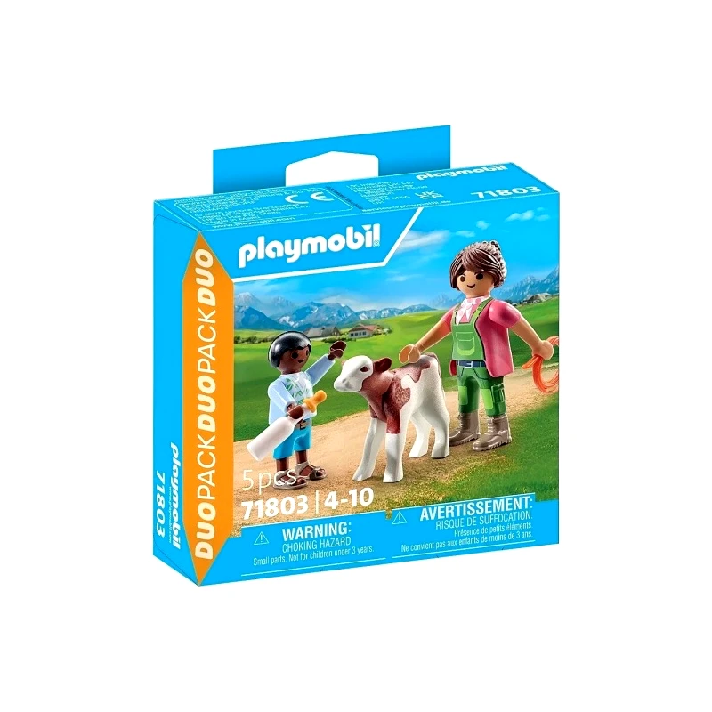 Playmobil Playmobil Duo Pack Αγρότισσα Και Παιδάκι Με Μοσχαράκι (71803)