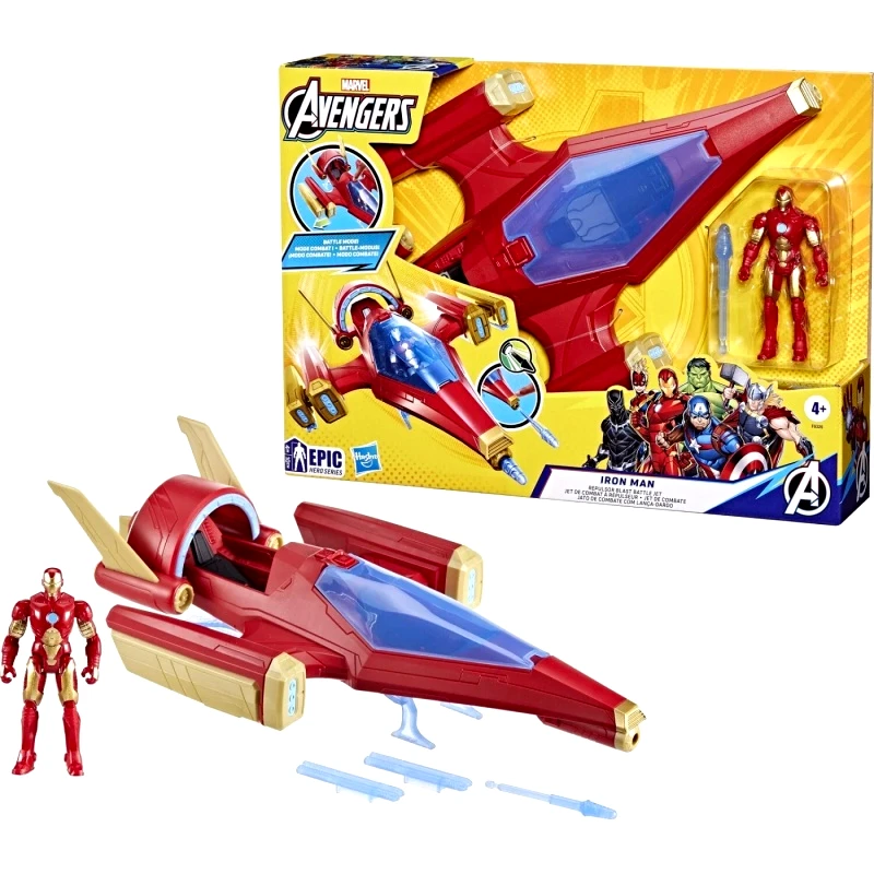 Hasbro Marvel Avengers Epic Hero Series Iron Man Repulsor Blast Battle Jet 4" Iron-Man 2-Pack & Gear (F9329)