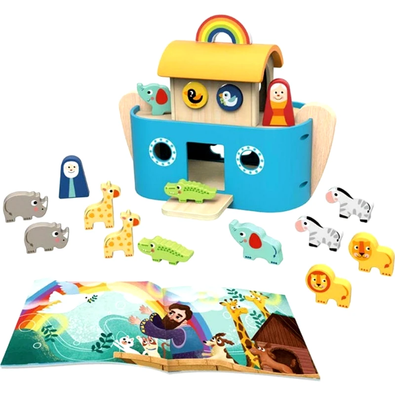 Tooky Toy Tooky Toys Ξύλινο Κιβωτός Νώε Με Βιβλίο (TF330)