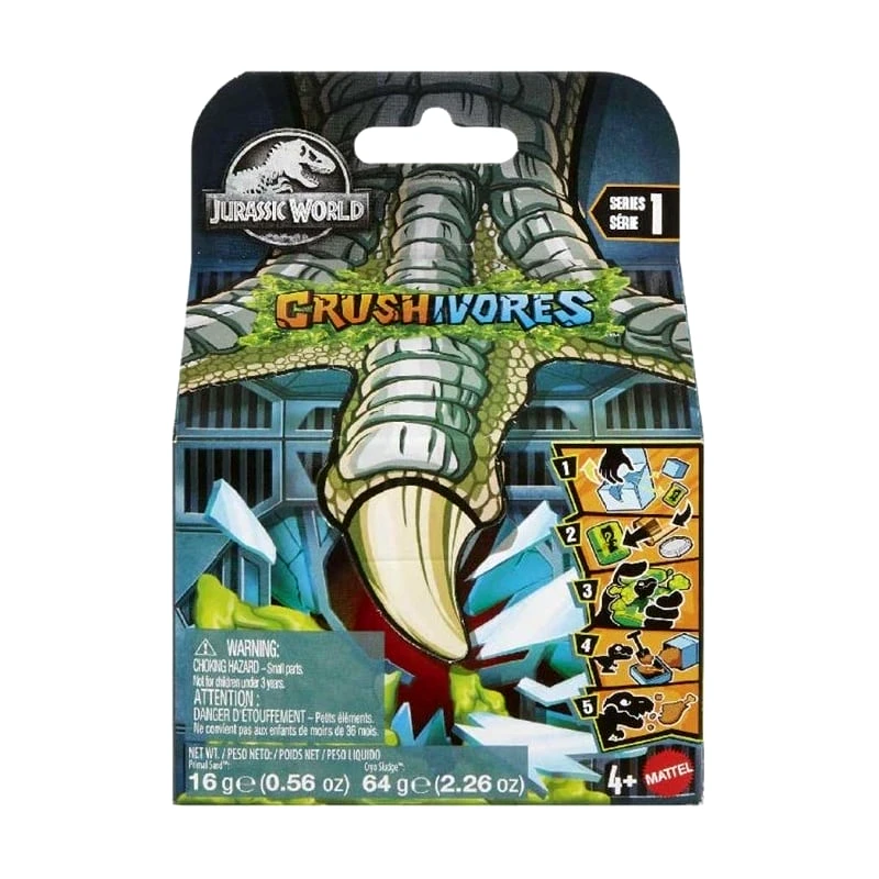 Mattel Jurassic World Crushivores με Δεινόσαυρο Έκπληξη Σειρά 1 3 Σχέδια - 1 τμχ (HVB29)