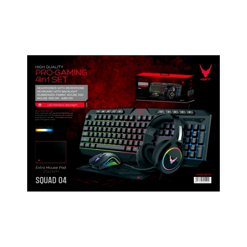 Omega Set Vg4In1Set03 Varr Gaming 4In1 Πληκτρολογιο Ποντικι Ακουστικα (OMO10520)