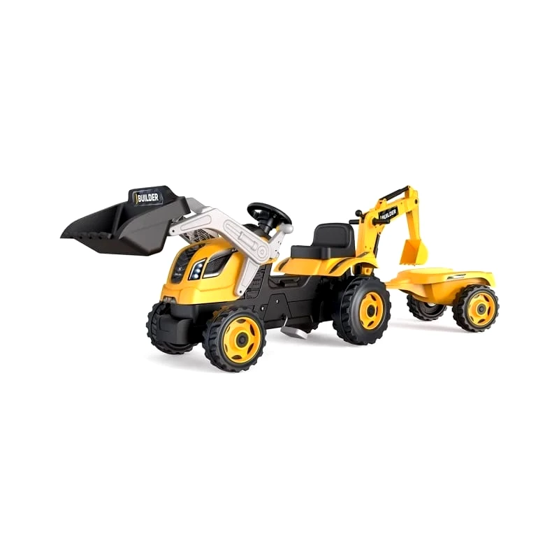 Smoby Smoby Tractor Builder Max Τρακτέρ Κίτρινο Με Τρέιλερ Και Ρυθμιζόμενο Κάθισμα (710304)
