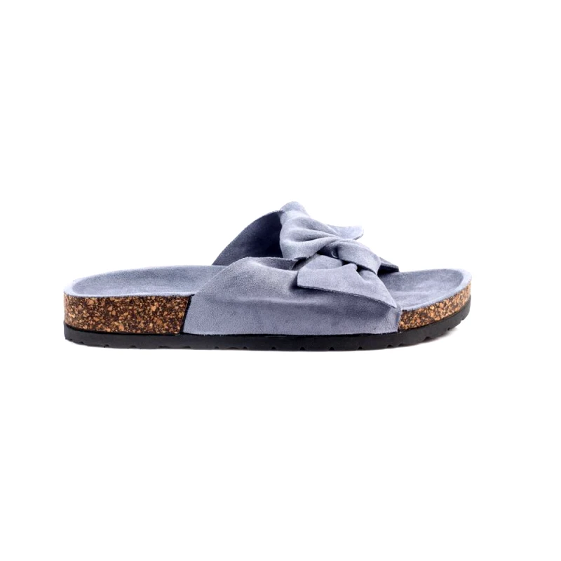 Malesa Γυναικείο Φλάτ Suede Σανδάλι με Φιόγκο DenimBlue