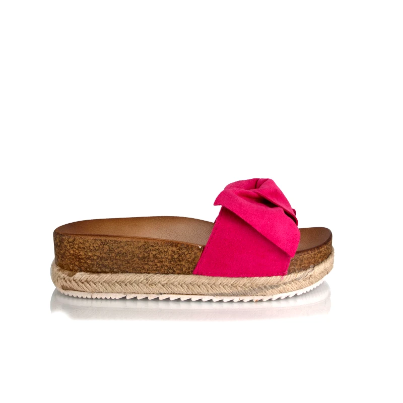 Malesa Γυναικείο Flatform Suede με Φιόγκο Fuxia