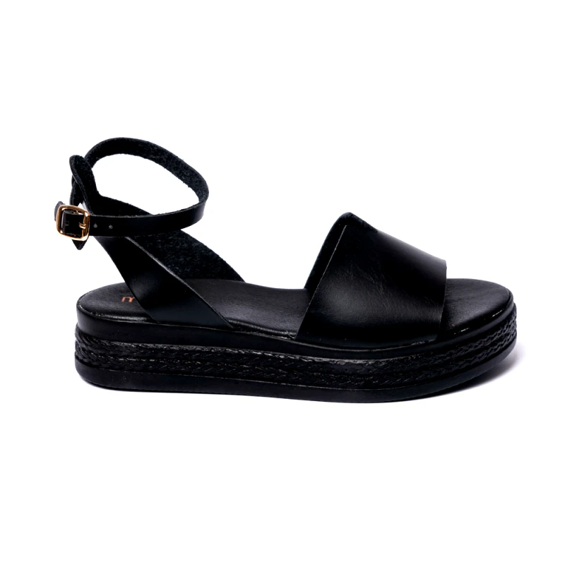 Malesa Γυναικείο Flatform Φάσα ελληνικής κατασκευής με Δέσιμο Μαύρο