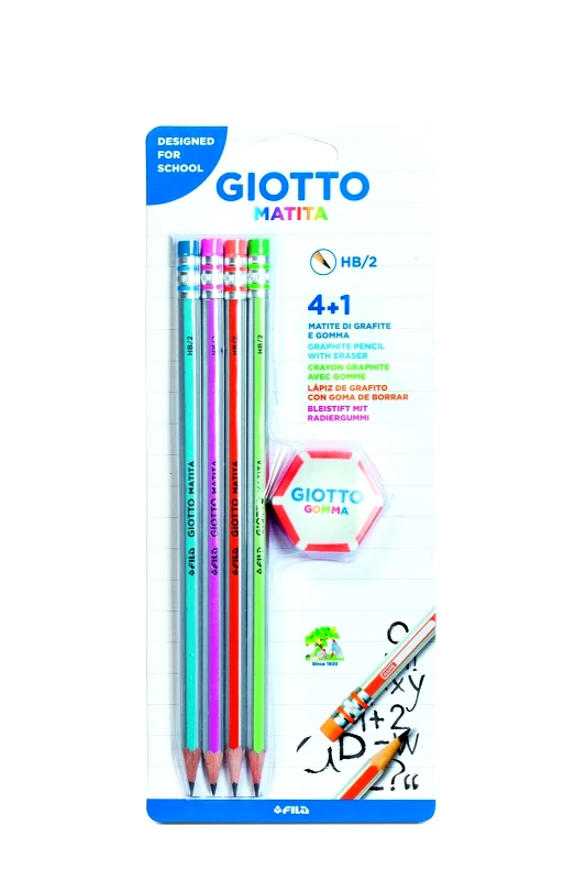 GIOTTO Μολύβι Giotto Matita HB 4τμχ με γόμα σε Blister 000233500