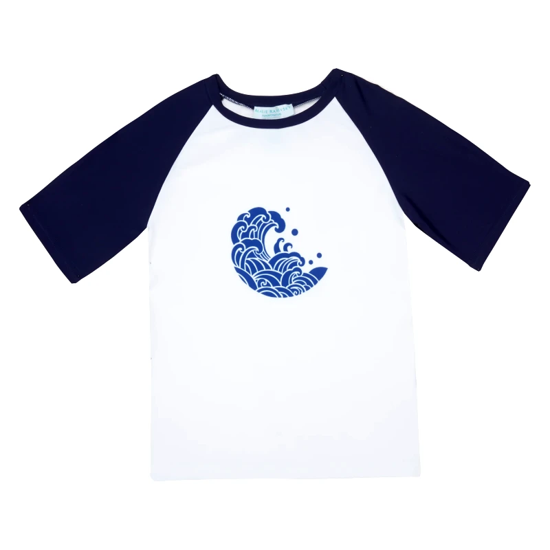 MARIE RAXEVSKY BOY'S RASHGUARD SHORT SLEEVE WAVES