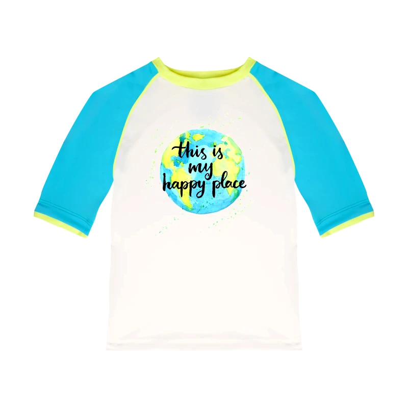 MARIE RAXEVSKY BOY'S RASHGUARD SHORT SLEEVE WHITE/TURQUOISE