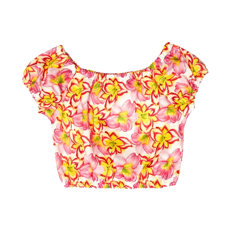 MARIE RAXEVSKY GIRL'S CROP TOP YELLOW LILIES