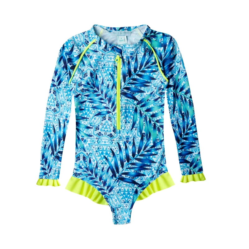 MARIE RAXEVSKY GIRL'S ONE PIECE LONG SLEEVE RUFFLES ETHNIC