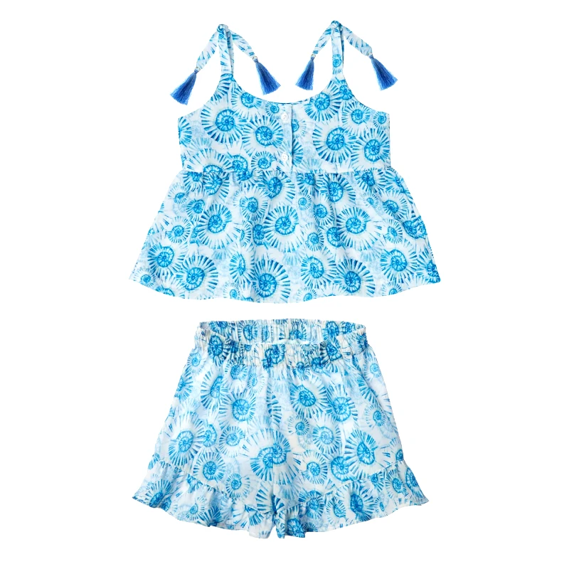 MARIE RAXEVSKY GIRL'S SET TOP SHORTS SEASHELLS
