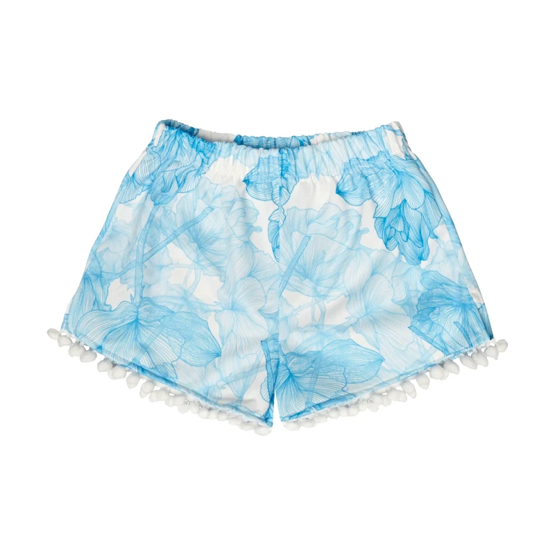 MARIE RAXEVSKY GIRL'S SHORTS FLOWERS BLUE