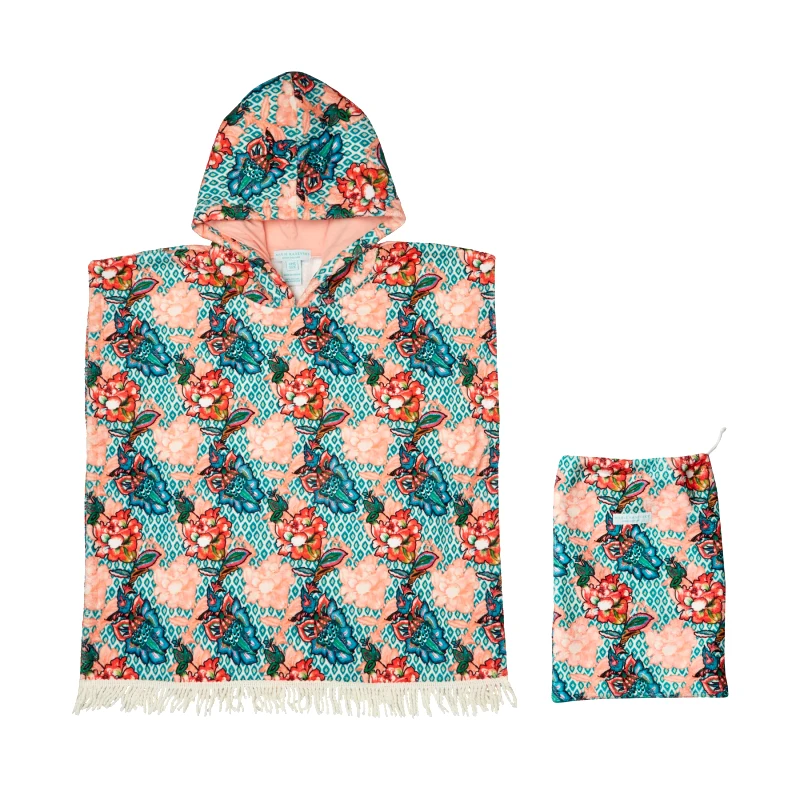 MARIE RAXEVSKY GIRL'S HOODED TERRY PONCHO FRIDA