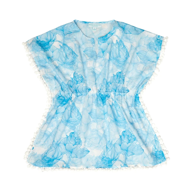 MARIE RAXEVSKY GIRL'S KAFTAN FLOWERS BLUE