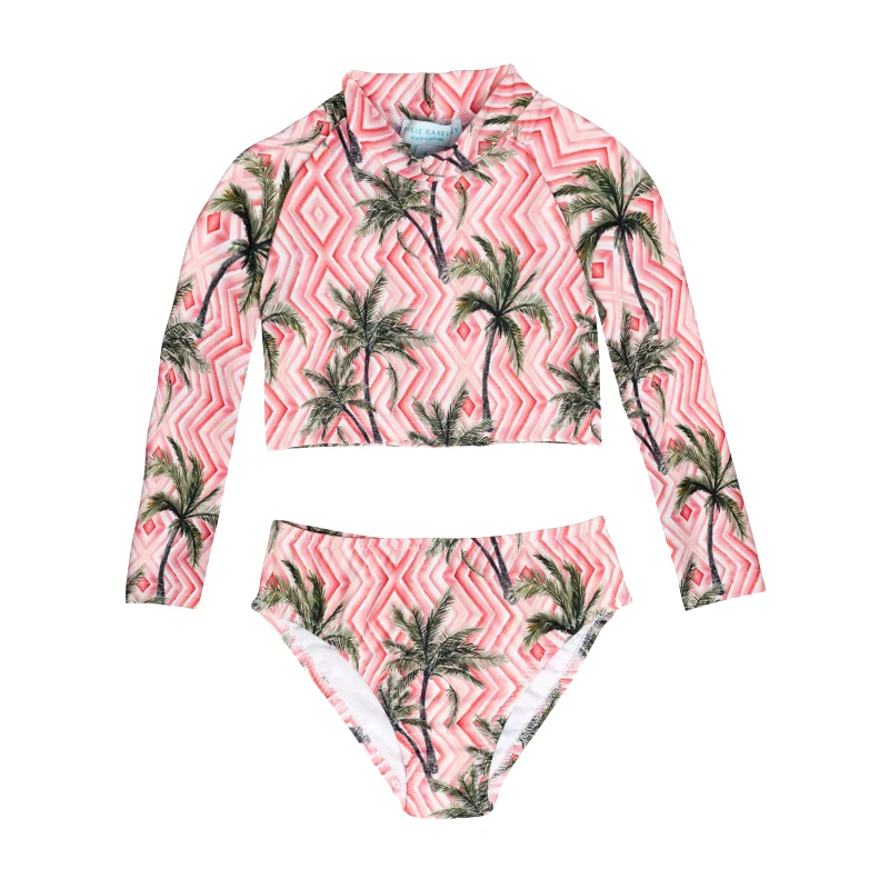 MARIE RAXEVSKY GIRL'S LONG SLEEVE CROP TOP BIKINI CUBA
