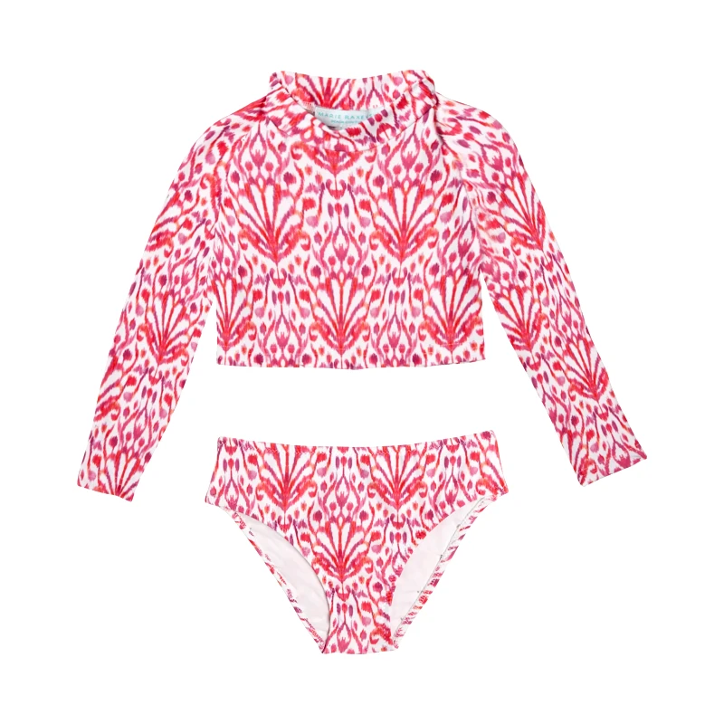 MARIE RAXEVSKY GIRL'S LONG SLEEVE CROP TOP BIKINI IKAT