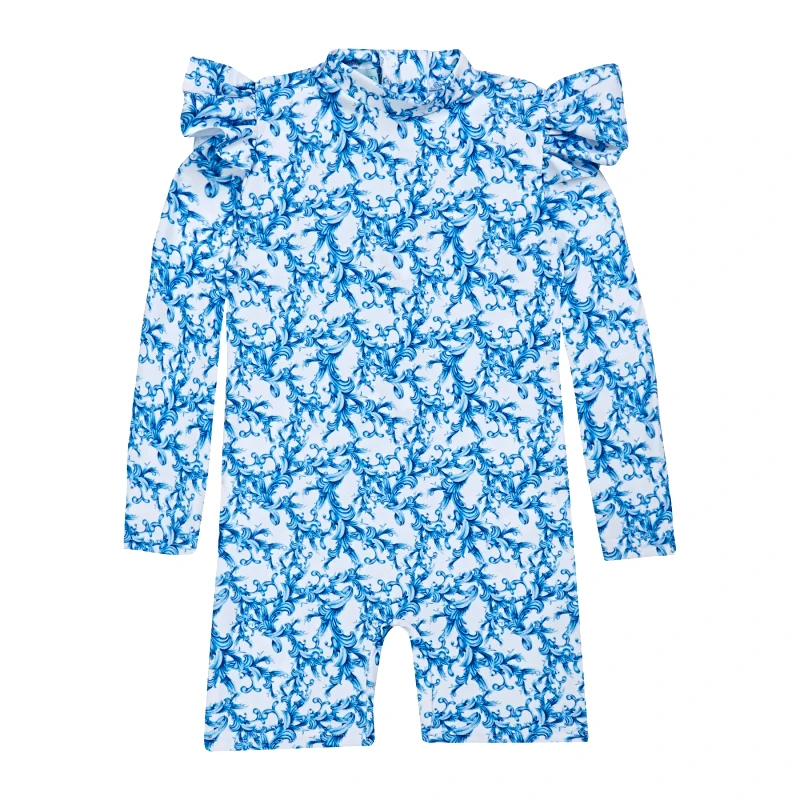 MARIE RAXEVSKY GIRL'S ONE PIECE BODYSUIT LONG SLEEVE LILIES
