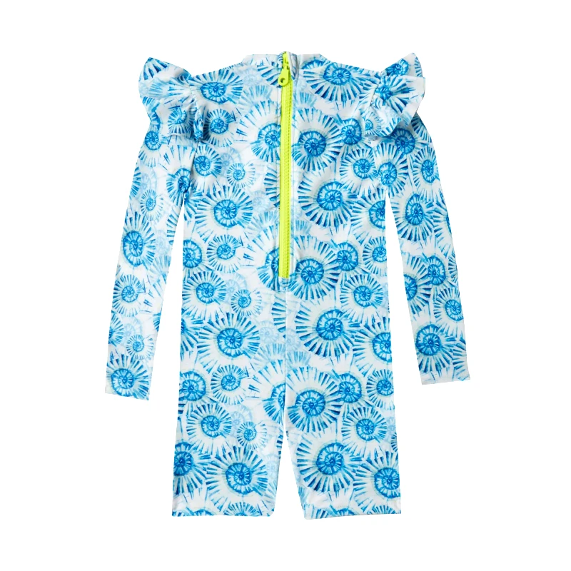 MARIE RAXEVSKY GIRL'S ONE PIECE BODYSUIT LONG SLEEVE SEASHELLS