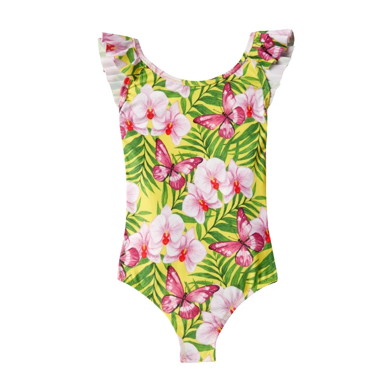 MARIE RAXEVSKY GIRL'S ONE PIECE PLEATED ORCHIDS