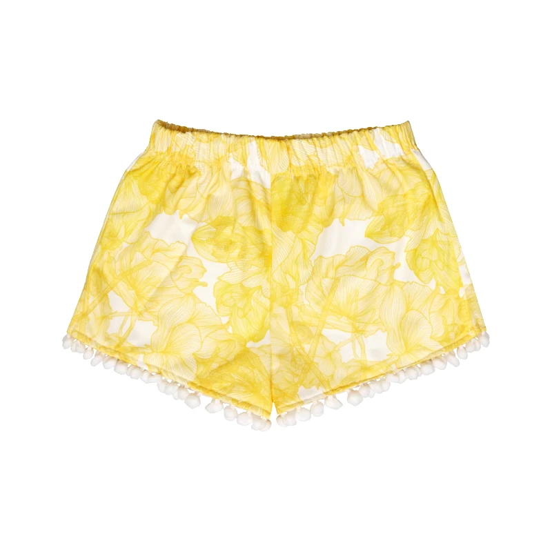 MARIE RAXEVSKY GIRL'S SHORTS FLOWERS YELLOW