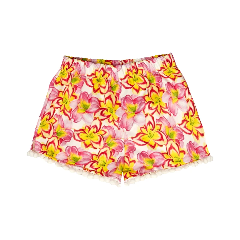 MARIE RAXEVSKY GIRL'S SHORTS YELLOW LILIES