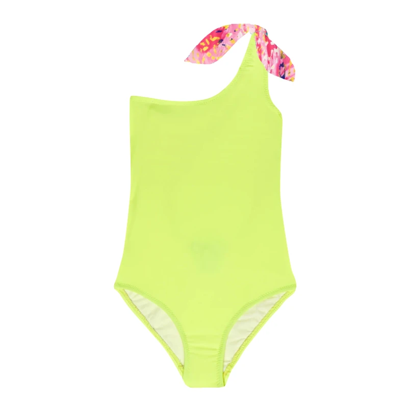 MARIE RAXEVSKY GIRL’S ONE PIECE ONE SHOULDER SPLASH YELLOW